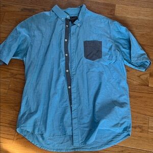 Retrofit Blue and Black Casual Button Down Shirt
